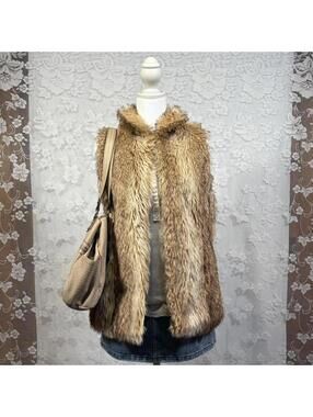 TCEC Faux Fur Vest Brown Shaggy